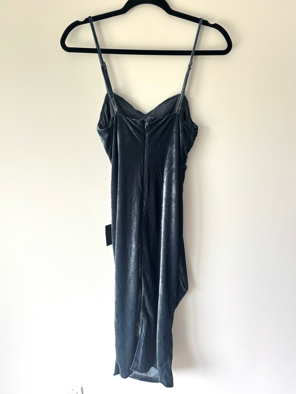 Lulus Plush Personality Slate Blue Velvet Ruched Bodycon Midi Dress Formal - Picture 10 of 13